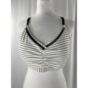 NWT Calia Ruched Trim White Black Swim Top Size XL Retail $45